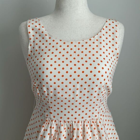 Anthropologie Moulinette Soeurs Silk Polka Dot Fit & Flare Retro Dress Size 6. - Picture 4 of 12